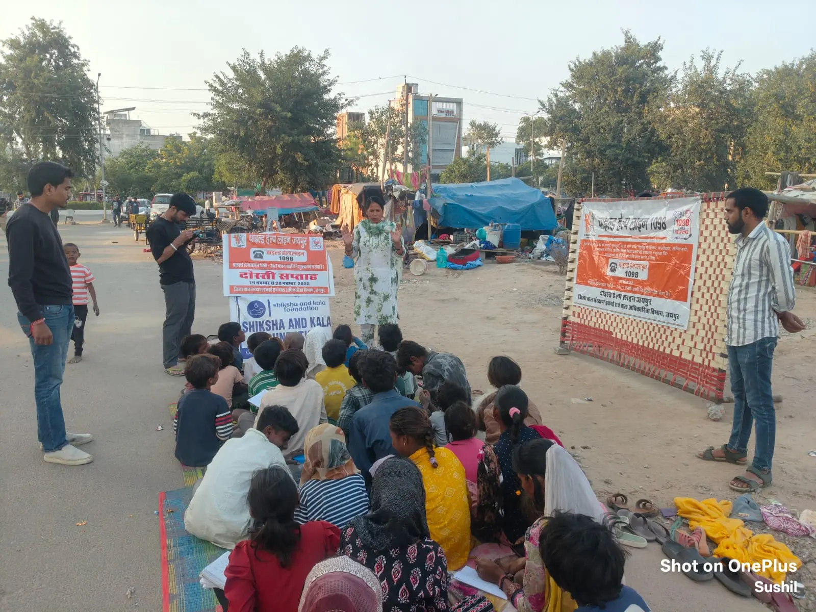 Child-safety information moved from a learning circle into the wider community. field image from Shiksha Kala Foundation.